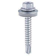 5.5 x 38 - Metal Construction Heavy Section Screws - Hex - EPDM Washer - Self-Drilling - Zinc - Bag of 100