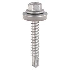 5.5 x 50 - Metal Construction Light Section Screws - Hex - EPDM Washer - Self-Drilling - Exterior - Silver Organic - Box of 100