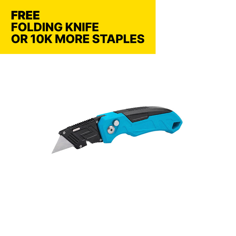Hammer Tacker + 50k Staples (Folding Knife or 10K Extra Staples)
