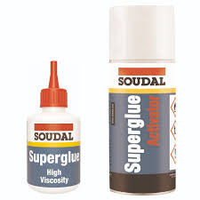 Large Soudal Mitre Kit 100g + 400ml Activator Spray High Viscosity Glue For Plastic, Carpentry & Metal Repairs