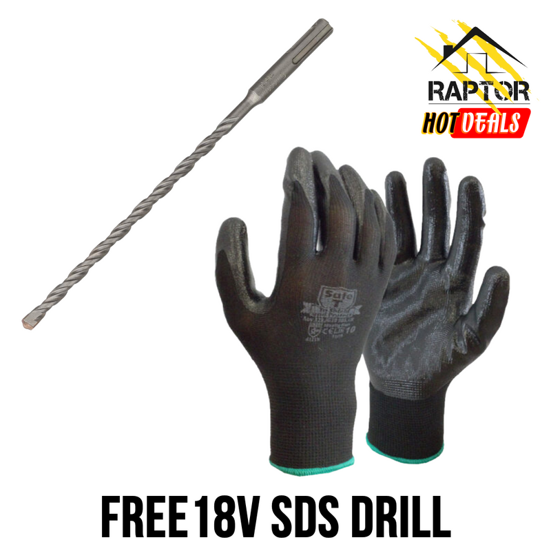 60 SDS Drill Bits 60 Seamless Gloves + FREE SDS DRILL