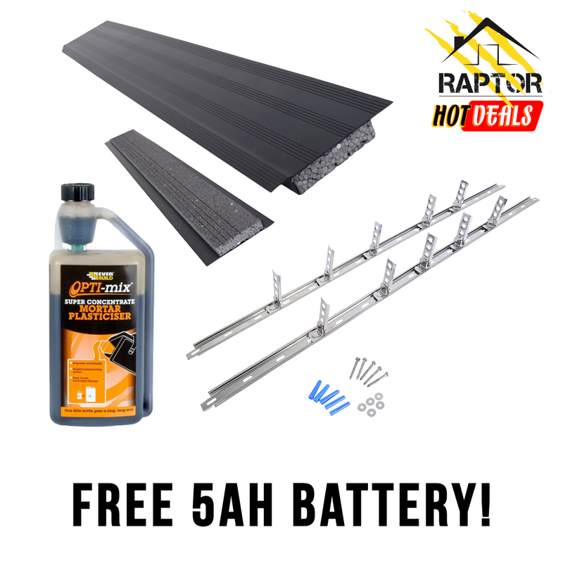 Essentials Bundle - 20 Wallstarters, 12 Optimix, 20 Cavity Closers + Free 5ah Battery