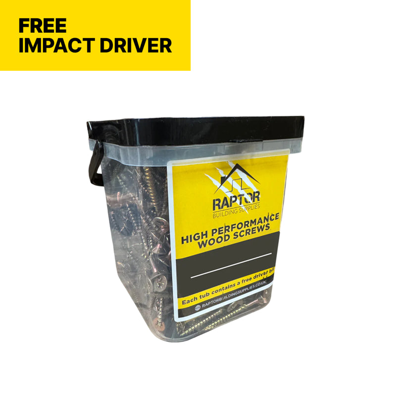 24 Tubs of High-Performance Wood Screws (FREE Impact Driver)